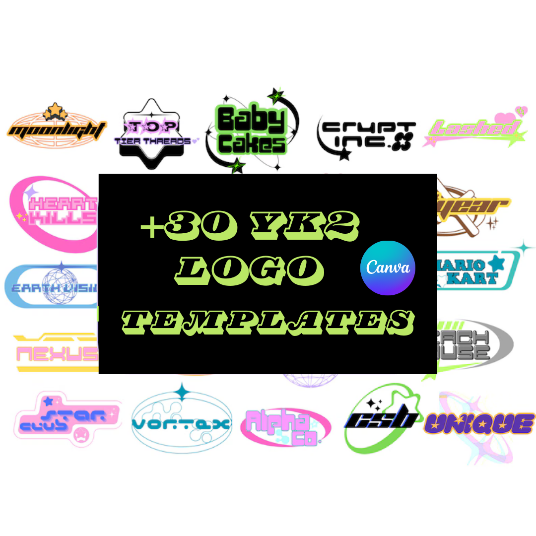 + 3000 CUSTOMIZABLE GRAPHIC DESIGNS FOR YOUR CLOTHING BRAND, + 1000 CUSTOMIZABLE LETTER EFFECTS, + 30 YK2 LOGO TEMPLATE (PERSONALIZE YOUR LOGO)